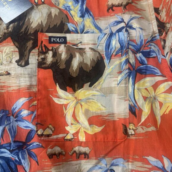 Authentic Polo Ralph Lauren Mens AOP Safari Print Sleepwear Pajama Shirt L NWT - Picture 6 of 10